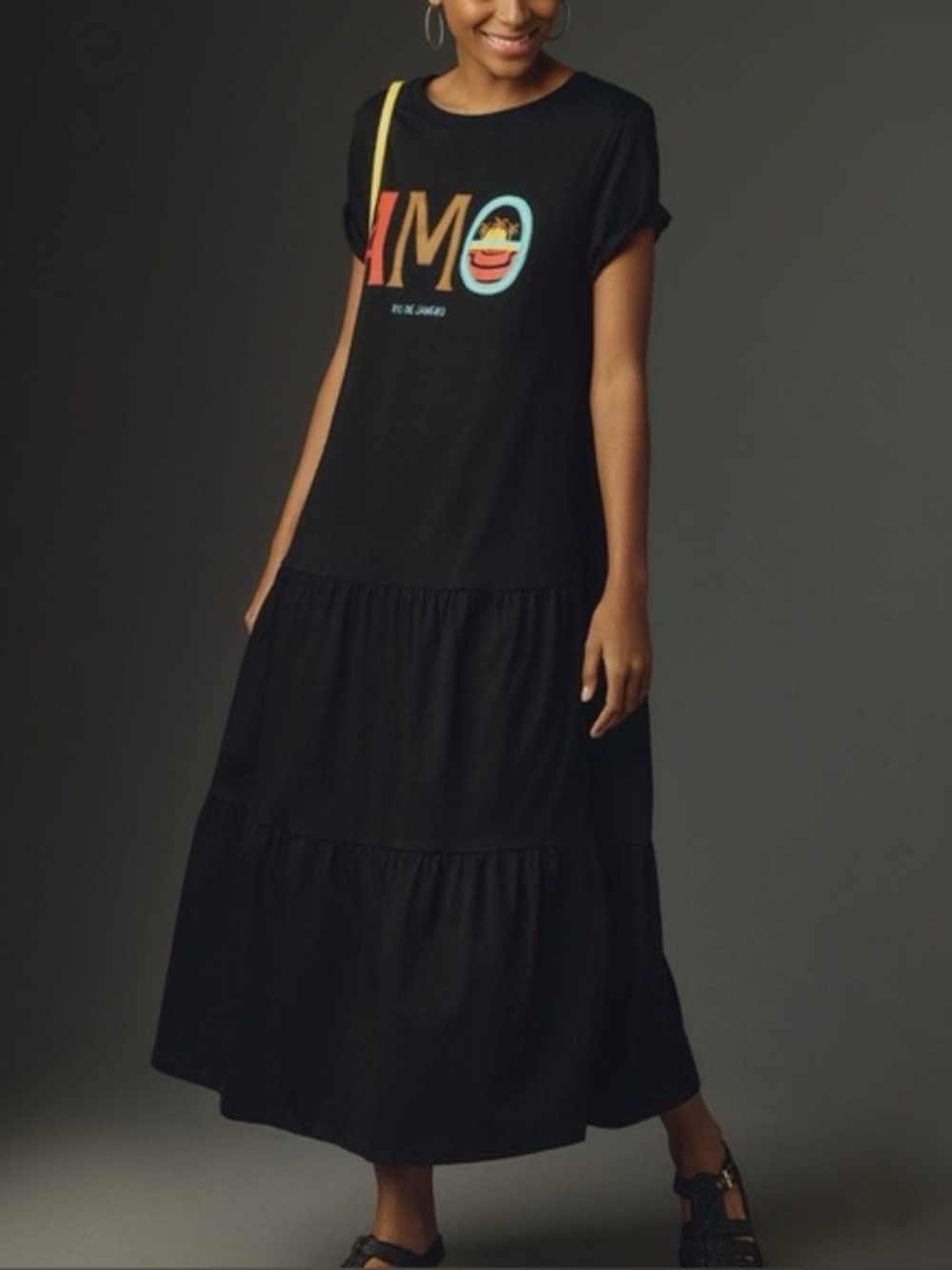 Farm Rio Anthropologie Tiered Tee Dress T-Shirt Cotton size S
